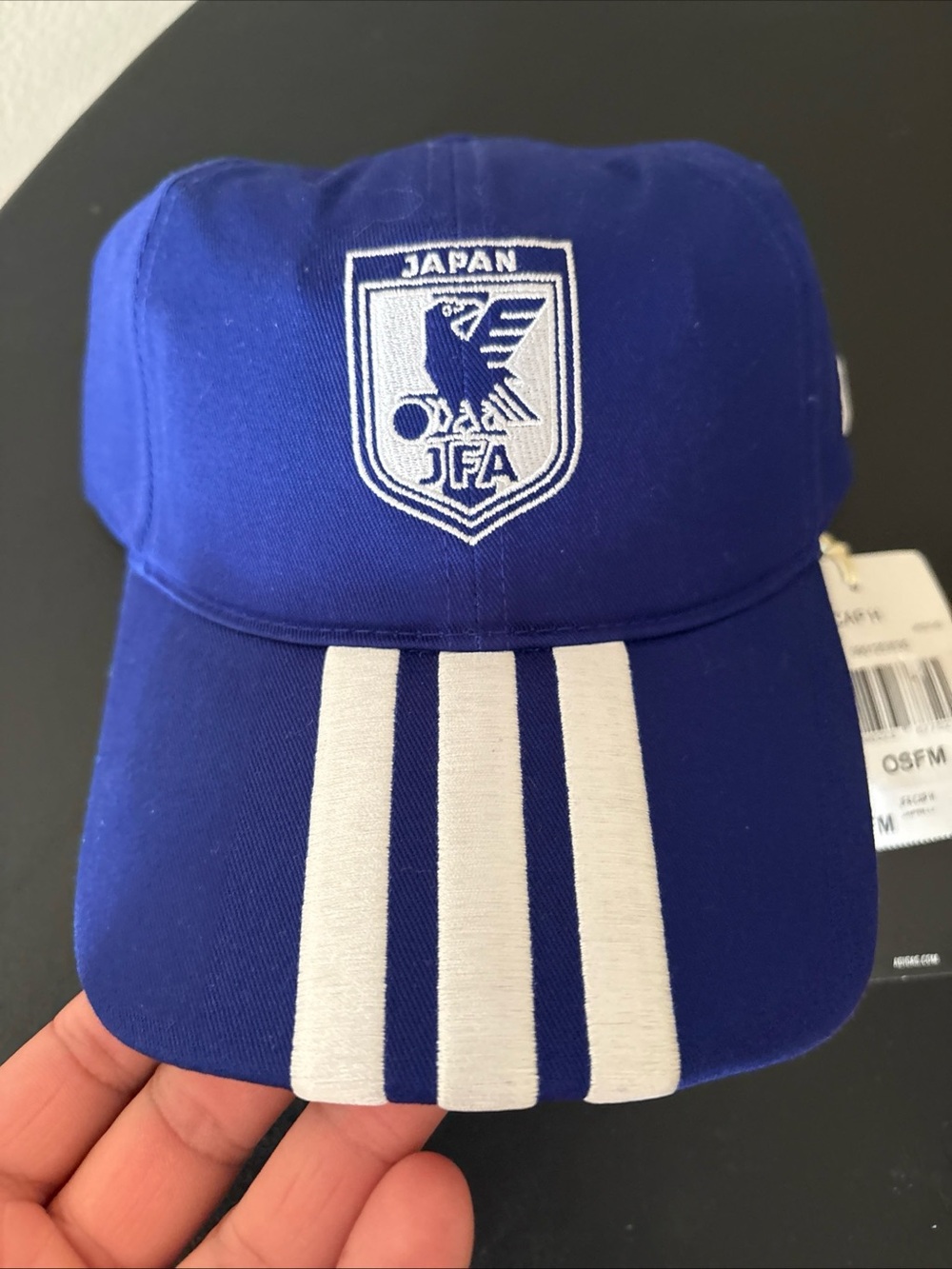 Adult OS Adidas Japan JFA Crest Blue Cap FIFA federation White Stripes - Picture 3 of 9